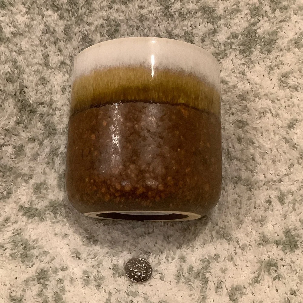 Ceramic Scented Honey Bun Soy Candle NWT 14 oz.   - Brown Gold and White Glazing - Picture 4 of 16